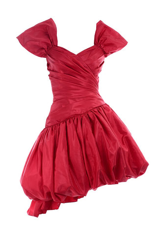 vintage 1980s cherry red pouf dress