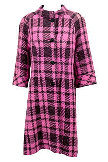 Mildred Warner Pink Plaid 1960s Vintage Coat