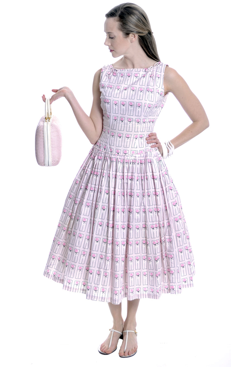 Pink 1950s Dress with flowers