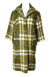 Sandra Sage Green Plaid Vintage Coat