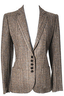 Valentino Brown Plaid Vintage Blazer