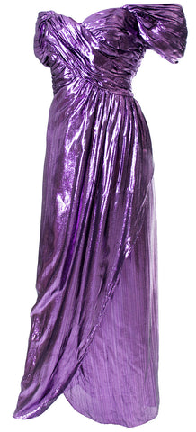 vintage victor costa purple lame dress