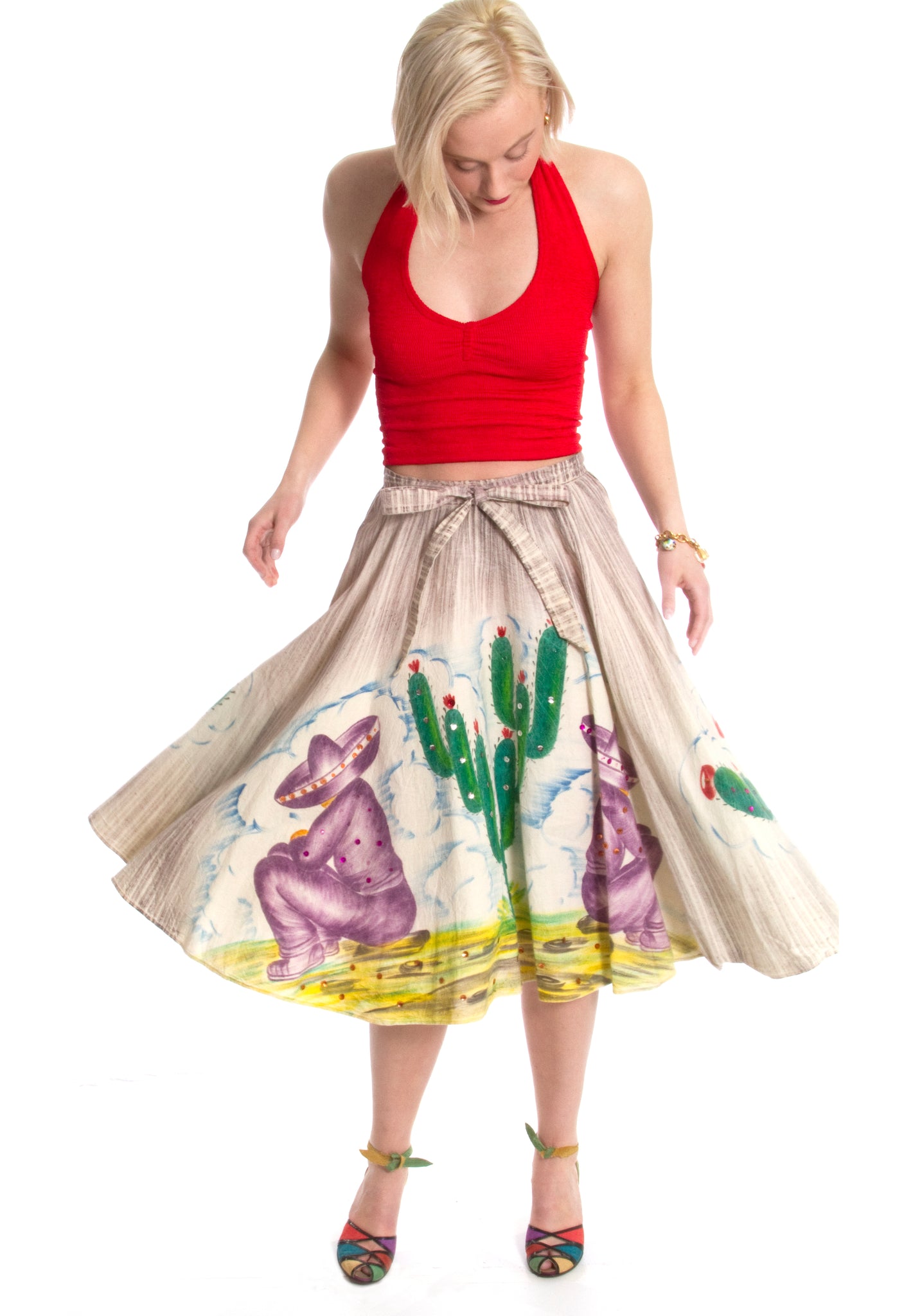 Hand Painted Mexican Vintage Skirt