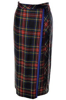 Vintage YSL Plaid Tartan Wrap Skirt