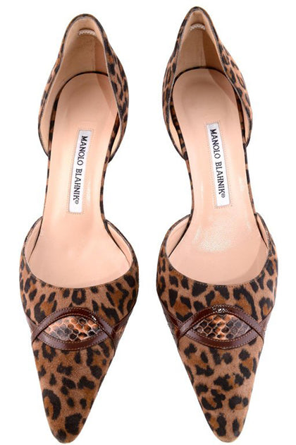 manolo blahnik leopard heels