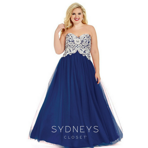 metallic plus size ball gown