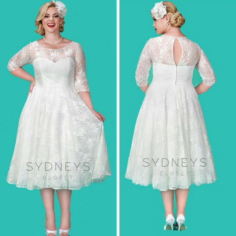 tea length plus size wedding dress