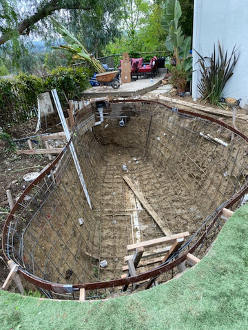 Rebar getting ready for shot crete - Randy Tan Koi Pond Build