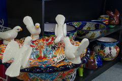 Talavera birdbath and pots