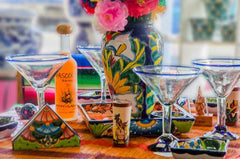 Margarita glasses and mexican style table settings