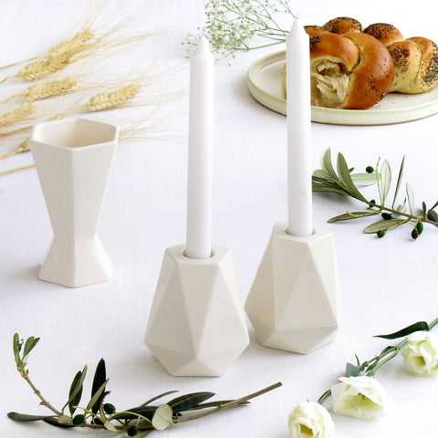 white table decor for Jewish holiday of shavuot