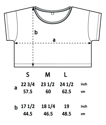 SIZE CHART SIZE GUIDE loose fit crop top