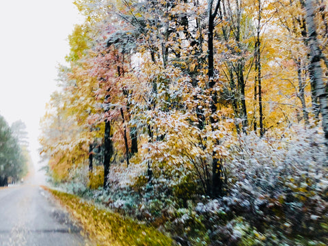 Oct 11th snow dust covered morning on my drive in to Hayward, WI