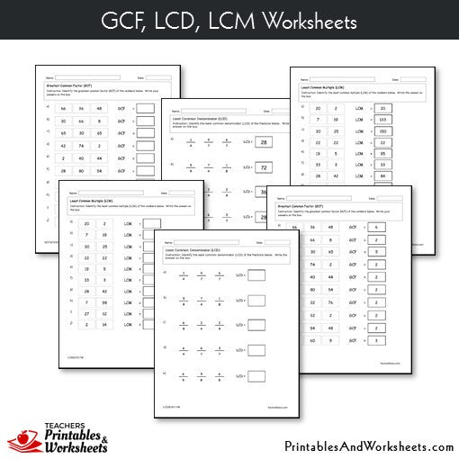 GCF, LCM and LCD Worksheets Bundle - Printables & Worksheets