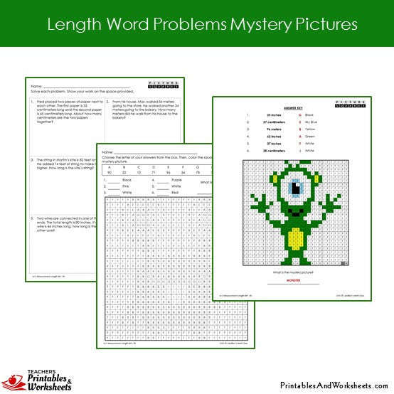 2nd Grade Length Word Problems Mystery Pictures Coloring ...