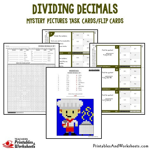 Multiple Choice Dividing Decimal Worksheets