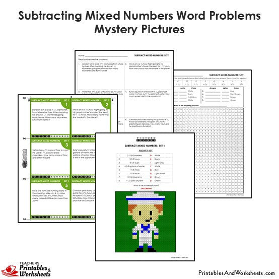 Word Problems Subtracting Mixed Numbers Worksheet