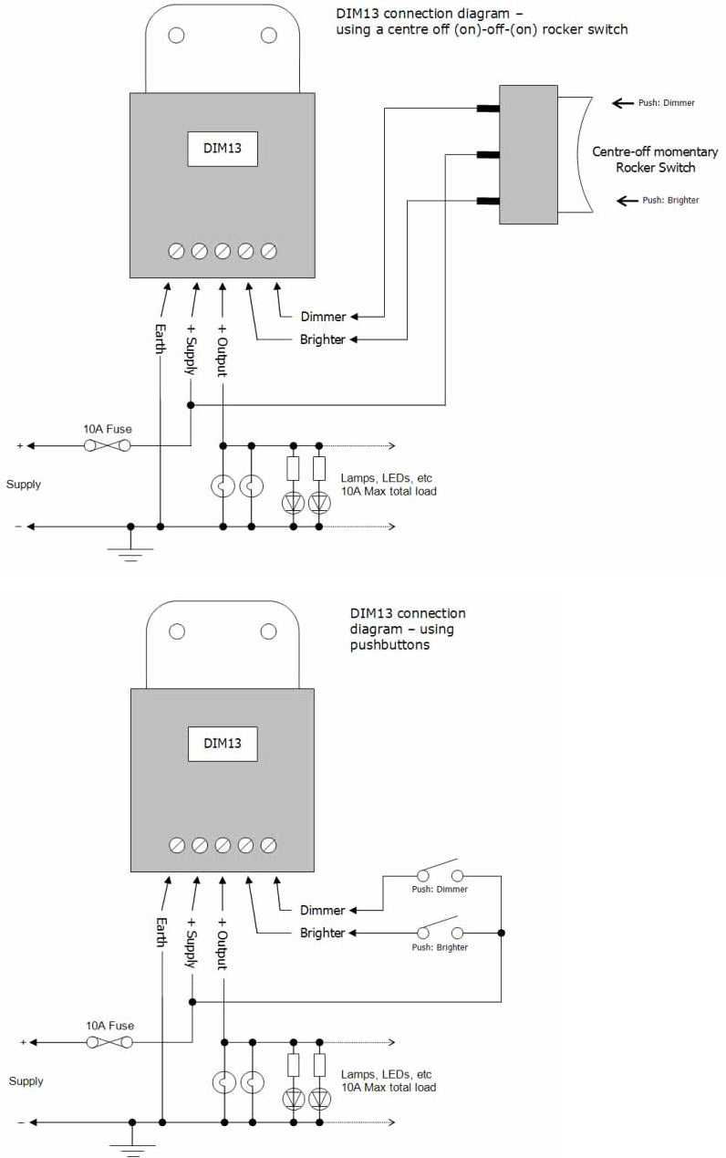 LED Marine PMW Dimmer connection diagrams