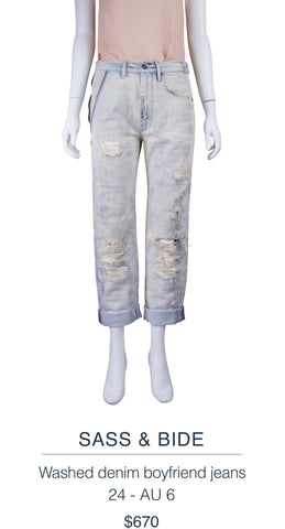 SASS & BIDE  Washed demin boyfriend jeans