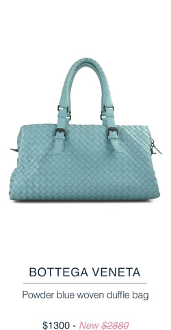 BOTTEGA VENETA  Powder blue woven duffle bag