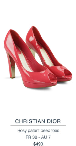 Christian Dior rosy patent peep toes