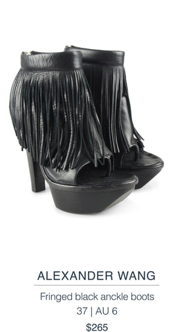 ALEXANDER WANG  Fringed black ankle boots