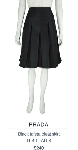 PRADA Black tafeta pleat skirt