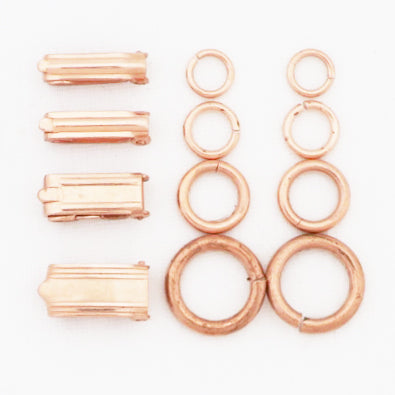 copper fold over clasps in four sizes 