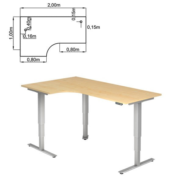 Xdsm Series Desk T Foot Electrically Adjustable 200x120cm Corner