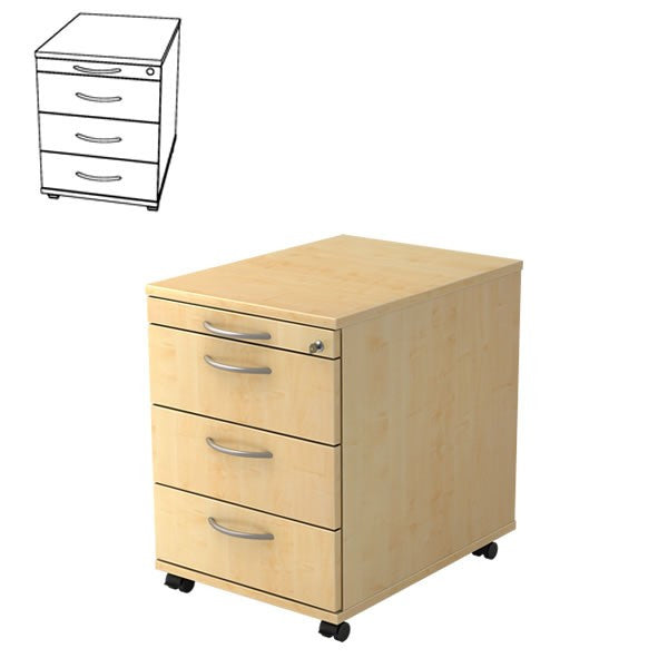 A Series Solid Mobile 4 Drawer Wooden Filing Cabinet With Lock