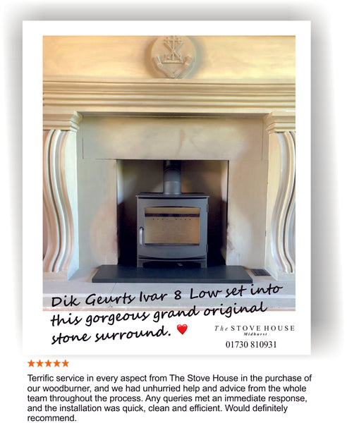 Dik Geurts Ivar 8 Low Woodburning Stove Supplied and Installed by The Stove House in Midhurst Nr Chichester and Haslemere 01730 810931