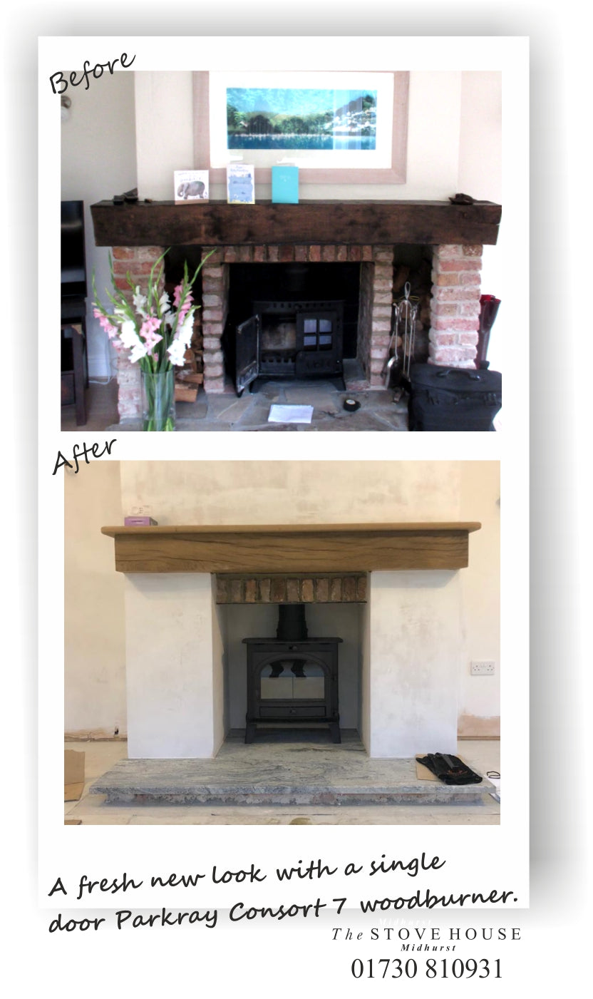 Parkray Consort 7 Woodburning Stove Supplied and installed by The Stove House, between Chichester and Haslemere. 01730 810931