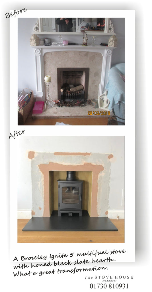 Fireplace Before & After: Broseley Ignite 5 Multi Fuel Stove Installation by The Stove House 01730 810931