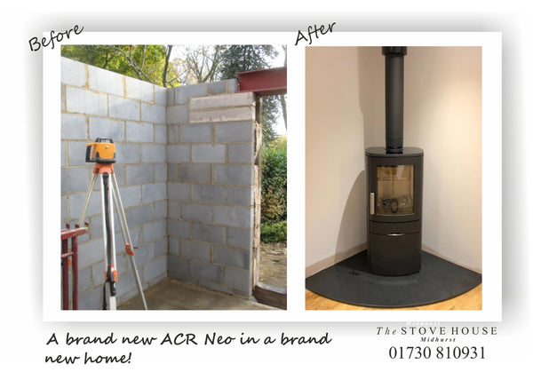 ACR Neo Stove Supplied and installed by The Stove House, between Chichester and Haslemere. 01730 810931