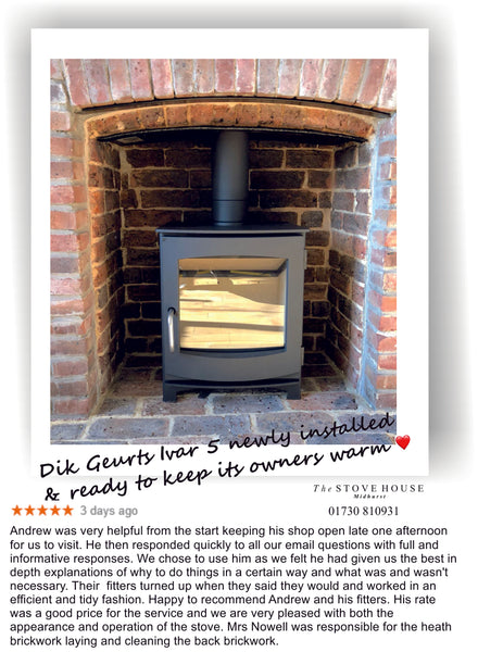 Dik Geurts Ivar 5 Low Woodburning Stove Supplied and Installed by The Stove House in Midhurst Nr Chichester and Haslemere 01730 810931