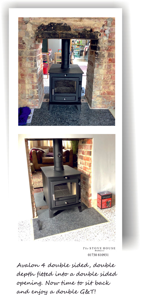 Hunter Avalon 4 Double Sided Double Depth stove supplied and installed by The Stove House 01730 810931