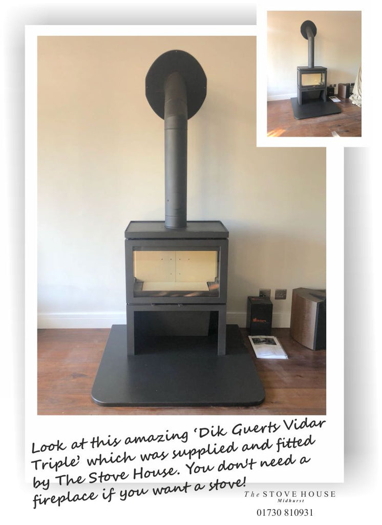 Dik Guerts Ivar Triple Woodburning Stove Supplied and installed by The Stove House, between Chichester and Haslemere. 01730 810931