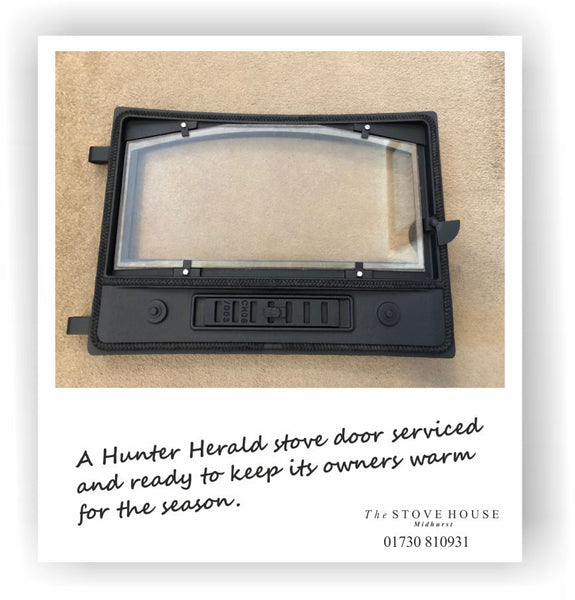 Hunter Herald Woodburning Stove Door Servicing at The Stove House, between Chichester and Haslemere. 01730 810931