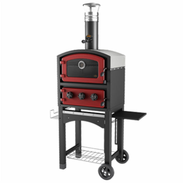 Red Fornetto Wood Fired Oven and Smoker Outdoor Pizza Oven