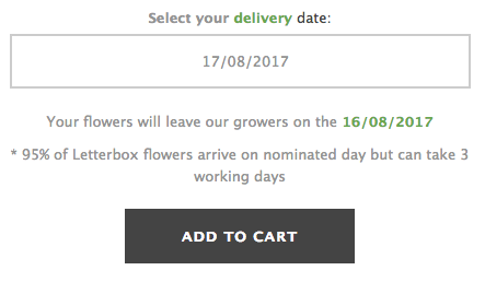 delivery date for letterbox flowers