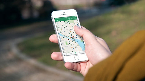 Map of geocaches from the official app