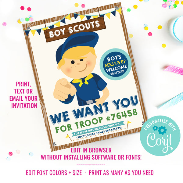 Boy Scouts Recruitment Flyer Printable We Want You Poster Sunshine