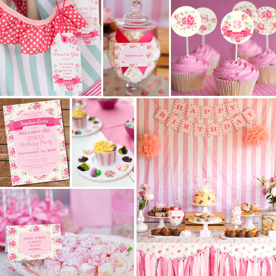 Shabby Chic Floral Birthday Party Decorations Sunshine Parties