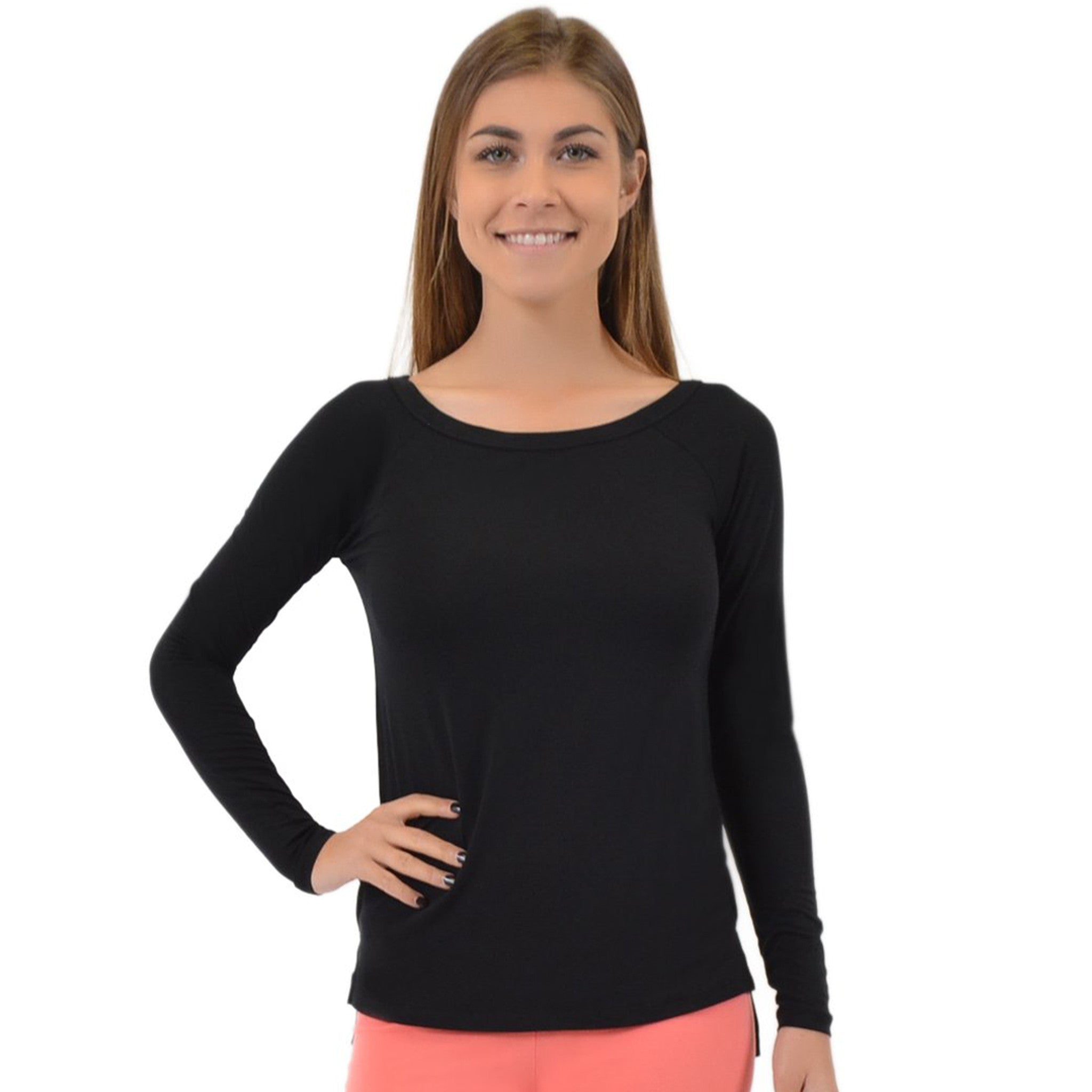 Plus Size Long Sleeve Wide Neck Top