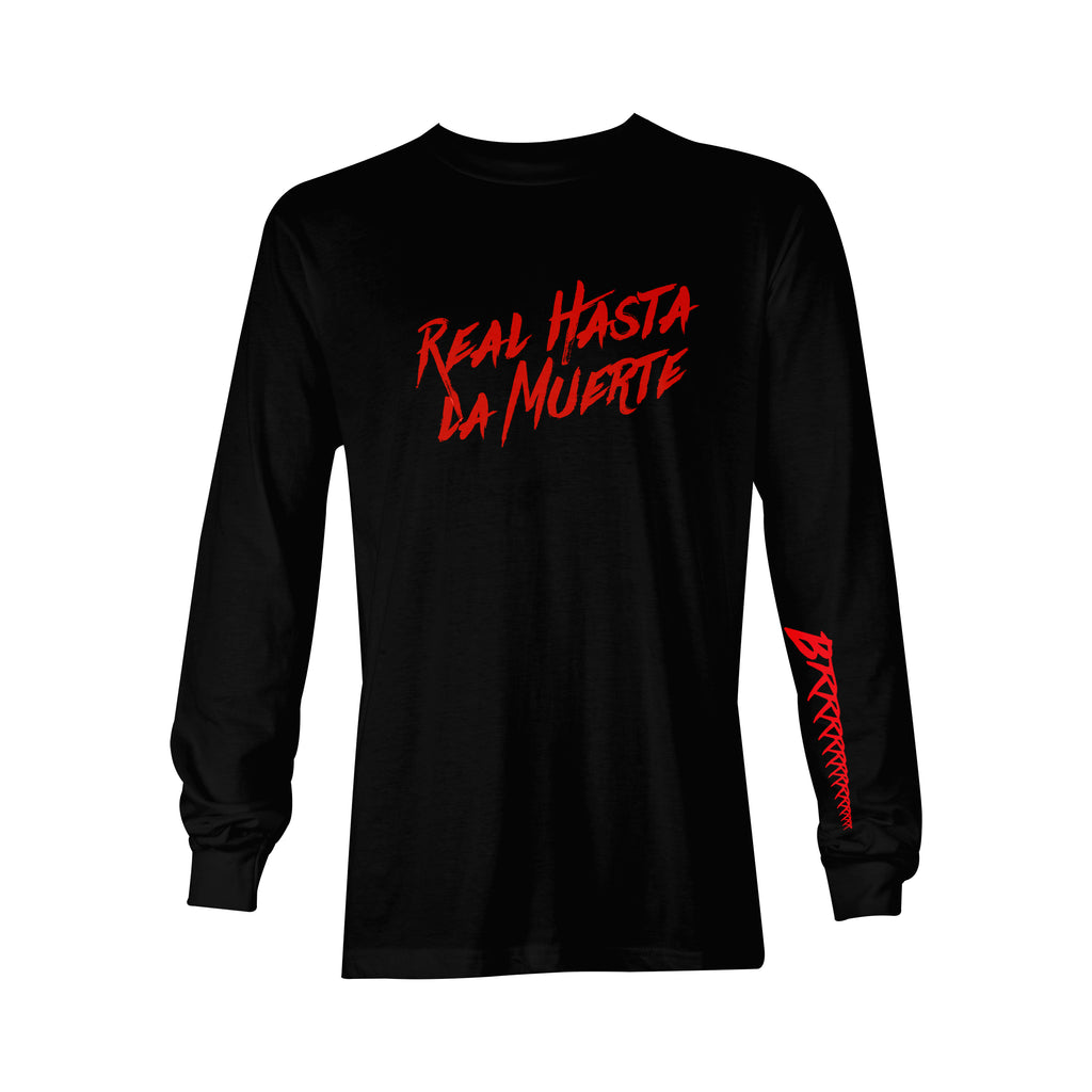 Real Hasta La Muerte Brrrrrrr Long Sleeve Tee Black Red Anuelmerch