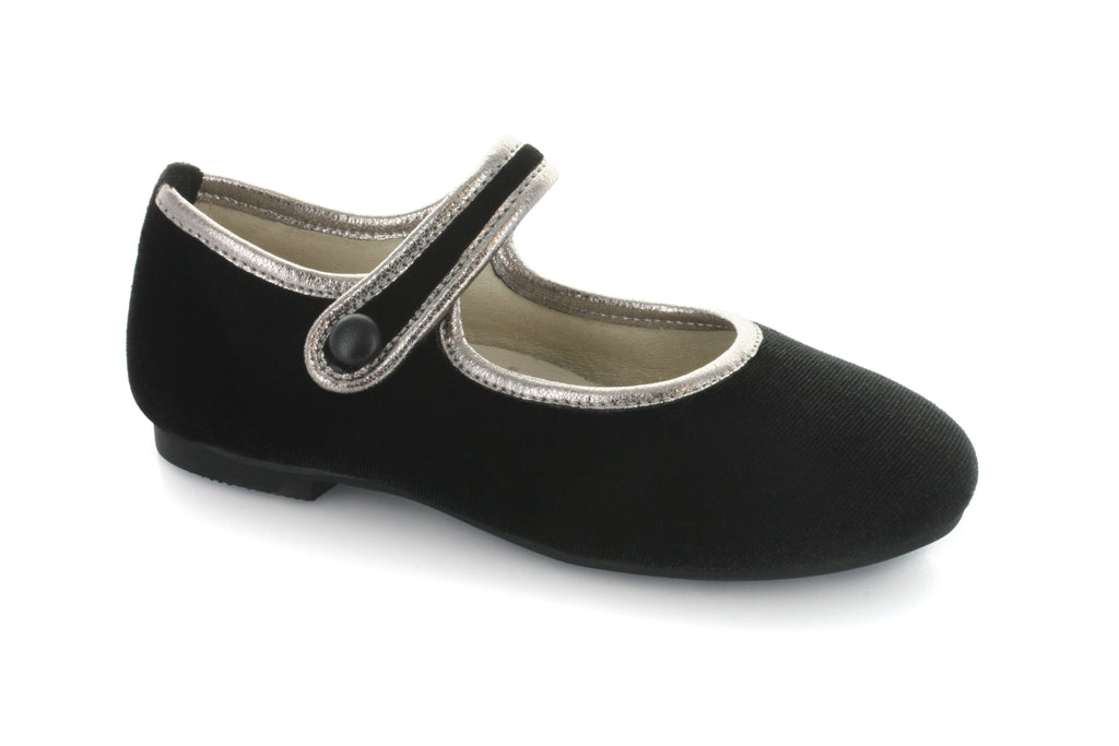 Jenna's Mary Jane - Black Velvet/Pewter 