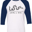 Load image into Gallery viewer, Manateez America Join or Die US Constitution Cartoon Raglan Tee Shirt