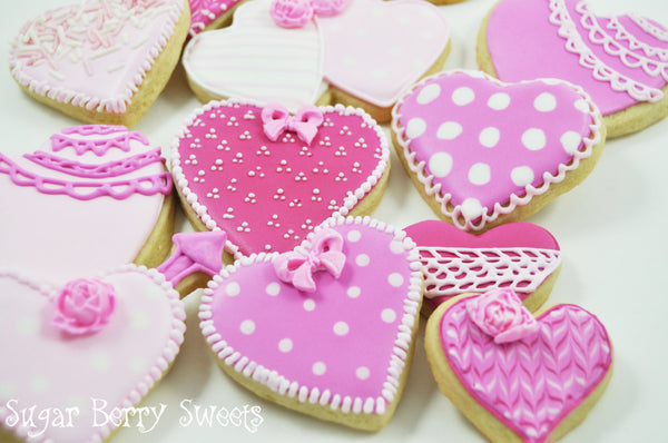 Valentine's Day Pink LOVE Hearts - One Dozen