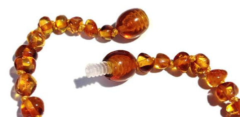 plastic screw clasps amber anklet