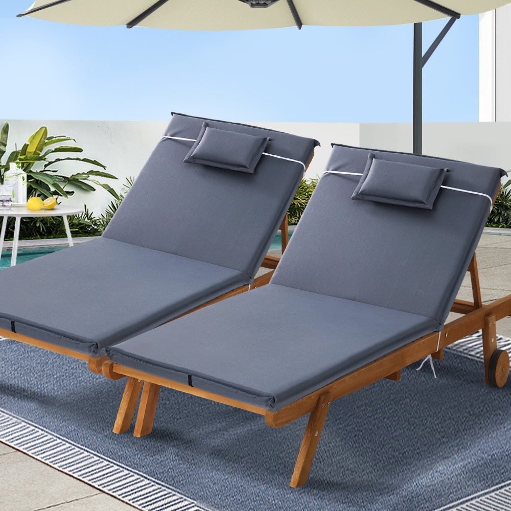 blue and white sun lounger cushions